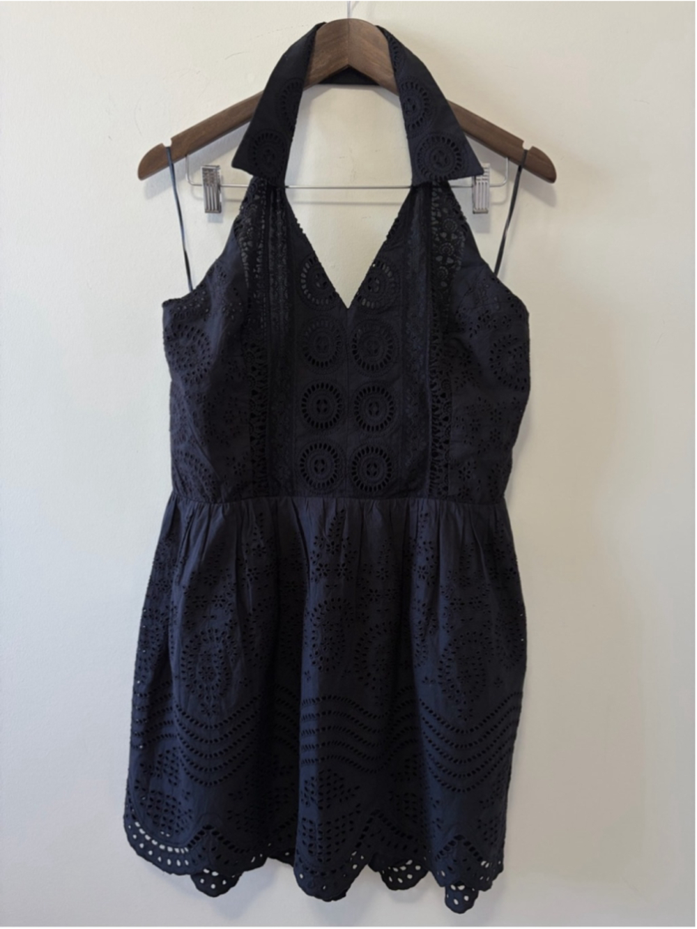 Caroline Constas Aya Black Eyelet Halter Mini Dress Size M - Picture 3 of 9